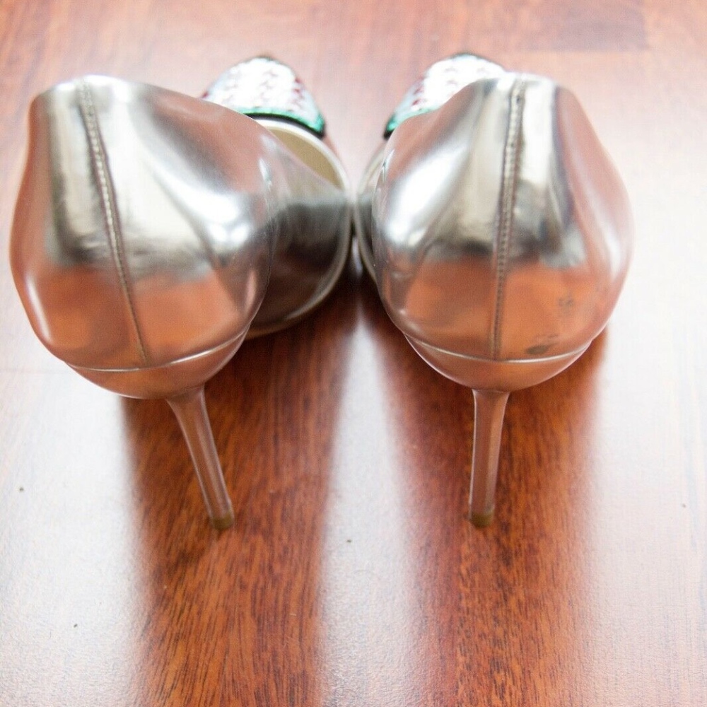 Dior Silver Leather & Sequin Pumps 10 - Picture 2 of 4